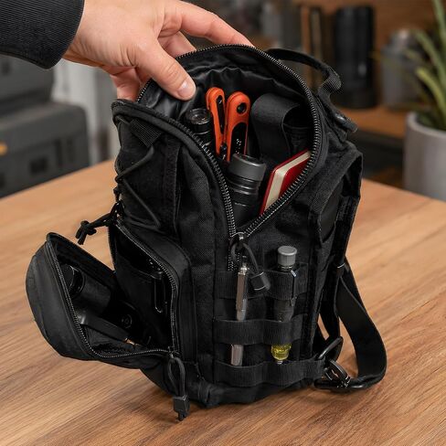 Aelciyue Black، EDC، حقيبة حبال تكتيكية للرجال، حقائب حمل مخفية in Kuwait