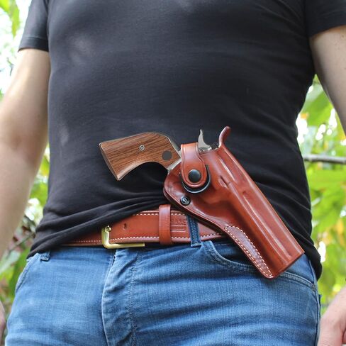 Masc OWB Leather Paddle Revolver Holster with Retention Strap, Fits Blackhawks .41/44-45 (Round Trigger Guards) 4.6-inch, Right Hand Draw, Brown #1457# in Saudi Arabia