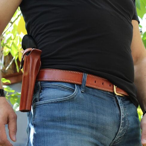 Masc OWB Leather Paddle Revolver Holster with Retention Strap, Fits Blackhawks .41/44-45 (Round Trigger Guards) 4.6-inch, Right Hand Draw, Brown #1457# in Saudi Arabia