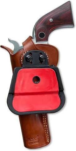 Masc OWB Leather Paddle Revolver Holster with Retention Strap, Fits Blackhawks .41/44-45 (Round Trigger Guards) 4.6-inch, Right Hand Draw, Brown #1457# in Saudi Arabia
