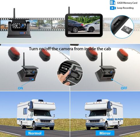 7" Magnetic Solar Wireless Backup Camera System, HD1080P Loop Recording 7 Inch Monitor with Dual RV Backup Cameras Wireless System for Hitch Towing Travel RV Trailer Tractor Truck, BD702 in Saudi Arabia