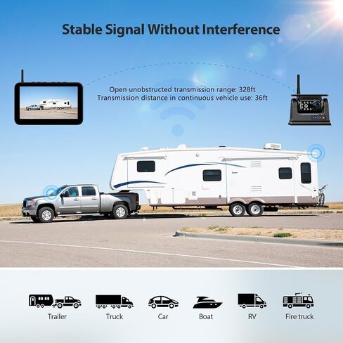 7" Magnetic Solar Wireless Backup Camera System, HD1080P Loop Recording 7 Inch Monitor with Dual RV Backup Cameras Wireless System for Hitch Towing Travel RV Trailer Tractor Truck, BD702 in Saudi Arabia