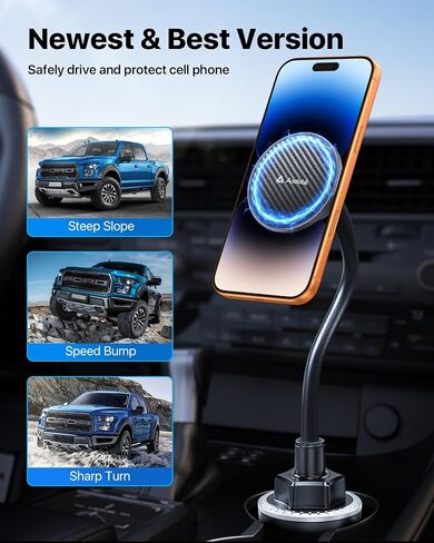 andobil Upgraded Magetic Car Holder Phone Holder, 【Solidest & Adjustable】 Military-Grade Long Gooseneck Cup Phone Holders for Your Car Truck, Car Phone Holder for iPhone 17 Pro Max 16 15 14 in Saudi Arabia