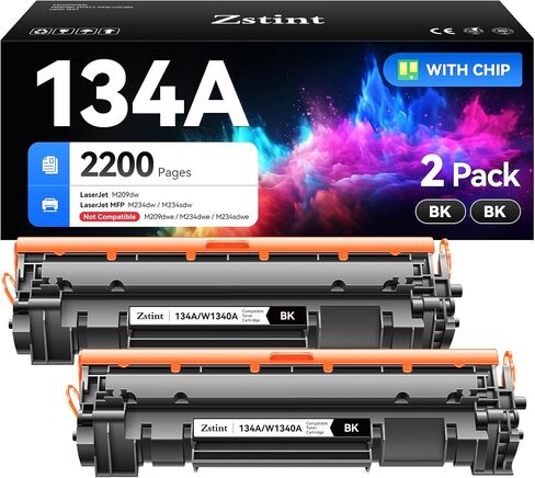 134A W1340A Black Toner Cartridge Set 2-Pack High Yield with Chip Replacement for HP 134A W1340A 134X W1340X Toner Cartridge Compatible with HP Laserjet M209dw MFP M234dw M234sdw M234sdn Printer Ink in Saudi Arabia