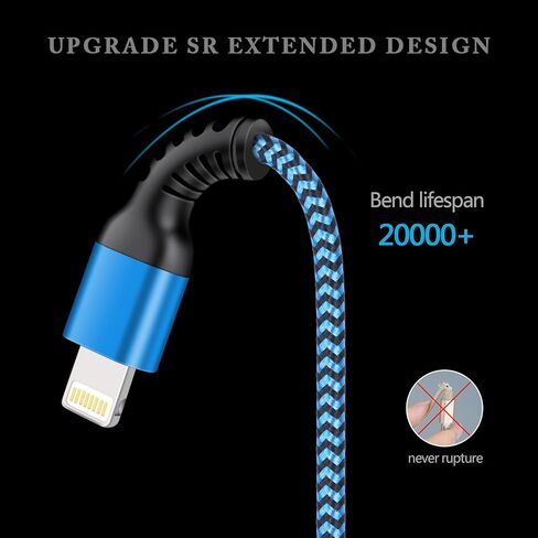 iPhone Charger[4+2Pack], USB Cable Fast Charging Braided Multi Color Long Cord with Dual Port USB Plug Wall Charger Adapter for iPhone 14 13 12 Pro Max/SE/11 Pro Max/XS/XR/X/8/7 Plus/6s/6, iPad Air in Saudi Arabia