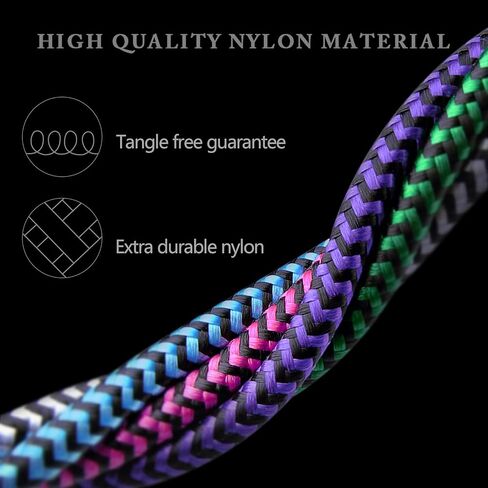 iPhone Charger[4+2Pack], USB Cable Fast Charging Braided Multi Color Long Cord with Dual Port USB Plug Wall Charger Adapter for iPhone 14 13 12 Pro Max/SE/11 Pro Max/XS/XR/X/8/7 Plus/6s/6, iPad Air in Saudi Arabia
