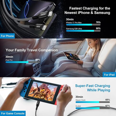 10FT USB C Cable Fast Charging, 240W USBC to USBC Cable Type C Charger Cord in Kuwait