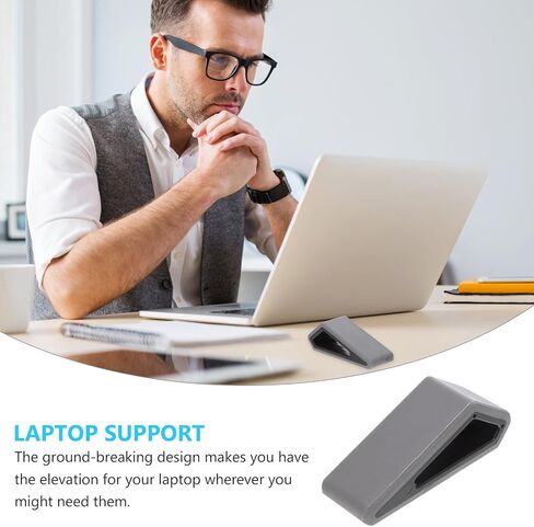 Toyvian Adjustable Laptop Riser Stand Black 2pcs for Desk, Plastic Silicone in Kuwait
