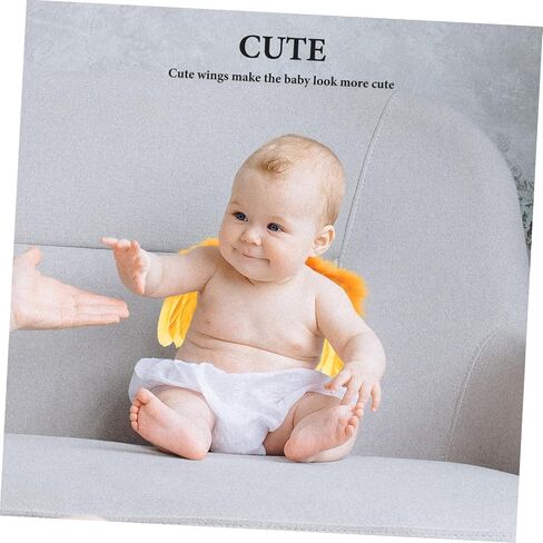 Golden Infant Wings Prop, Soft Plume Angel Costume for Boy Girl Photoshoot in Saudi Arabia