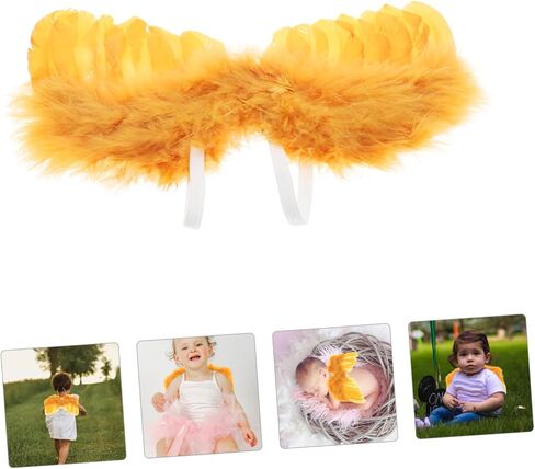 Golden Infant Wings Prop, Soft Plume Angel Costume for Boy Girl Photoshoot in Saudi Arabia