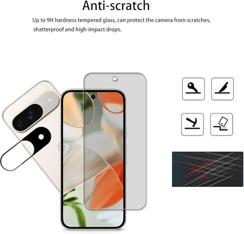 Privacy Screen Protector Designed For Google Pixel 9 Anti Spy Private Tempered Glass Film 2-Pack Camera Lens Protector Film 2-Pack in Kuwait