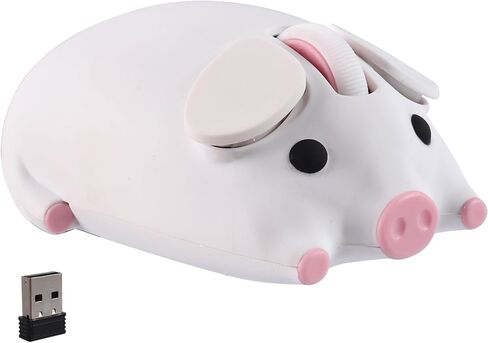 Wireless Bluetooth Mouse Cute Animal Pig Shape 2.4G & Bluetooth Dual Mode Computer Mice with USB Receiver Portable Compact 1200DPI Optical Cordless Mouse for Laptop iPad PC Chromebook Kids Gift(White) in Saudi Arabia