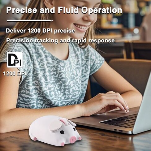 Wireless Bluetooth Mouse Cute Animal Pig Shape 2.4G & Bluetooth Dual Mode Computer Mice with USB Receiver Portable Compact 1200DPI Optical Cordless Mouse for Laptop iPad PC Chromebook Kids Gift(White) in Saudi Arabia
