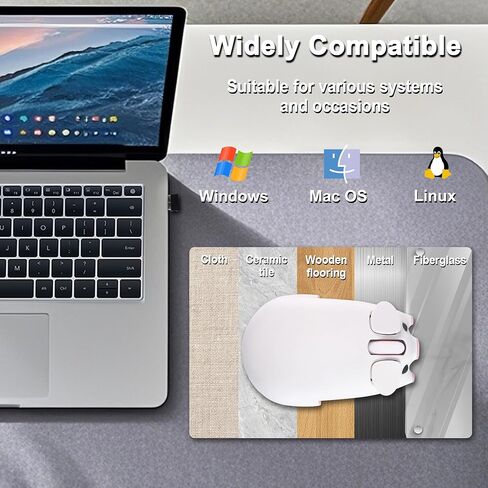 Wireless Bluetooth Mouse Cute Animal Pig Shape 2.4G & Bluetooth Dual Mode Computer Mice with USB Receiver Portable Compact 1200DPI Optical Cordless Mouse for Laptop iPad PC Chromebook Kids Gift(White) in Saudi Arabia