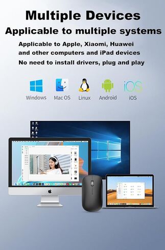 Wireless Bluetooth Mouse,Bluetooth 5.0/3.0 & USB 2.4G/Type-C 4-Mode,Ergonomic Silent Click Mice Compact Portable for MacBook Laptop/PC/Tablet/Mac/iPad/Notebook/Chromebook Multi-Device & Office Use in Kuwait