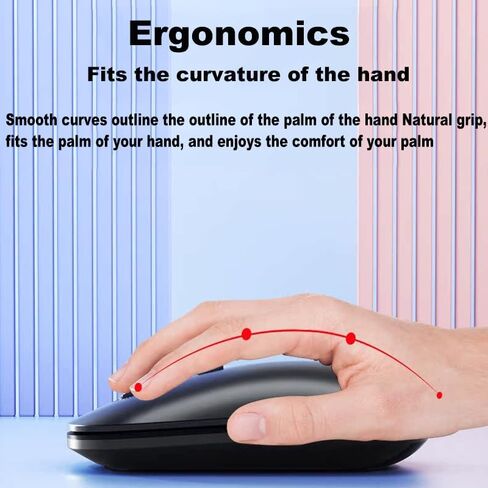 Wireless Bluetooth Mouse,Bluetooth 5.0/3.0 & USB 2.4G/Type-C 4-Mode,Ergonomic Silent Click Mice Compact Portable for MacBook Laptop/PC/Tablet/Mac/iPad/Notebook/Chromebook Multi-Device & Office Use in Kuwait