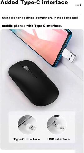 Wireless Bluetooth Mouse,Bluetooth 5.0/3.0 & USB 2.4G/Type-C 4-Mode,Ergonomic Silent Click Mice Compact Portable for MacBook Laptop/PC/Tablet/Mac/iPad/Notebook/Chromebook Multi-Device & Office Use in Kuwait