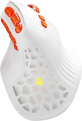 SOLAKAKA E9 PRO Vertical MMO Gaming Mouse - Ergonomic Wireless Mouse with 10 Side Buttons,PAW3395 36000 DPI Sensor,45°Grip,Tri-Mode 2.4G/BT/Wired, RGB,1000mAh Rechargeable Mouse for PC/Mac - White in Saudi Arabia
