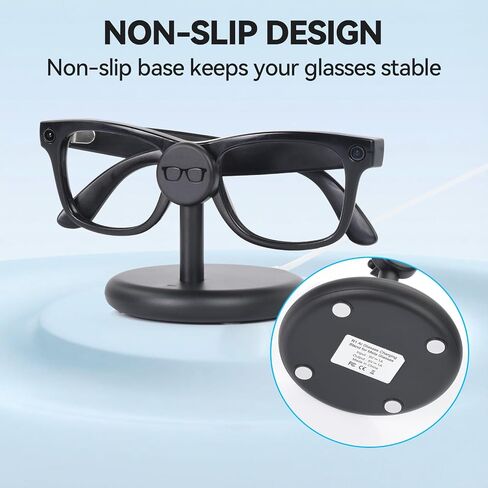 ELUTENG for Meta Ray-Ban Glasses Charging Stand AR Smart Glasses Charging Holder-Wayfarer, Skyler, Headliner and Oakley Meta HSTN Charger with LED Indicator with 1m Type-C Cable,Black in Kuwait