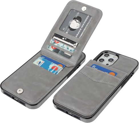 KIHUWEY for iPhone 12 Pro Max Wallet Case Card Holder, Carbon Black in Kuwait