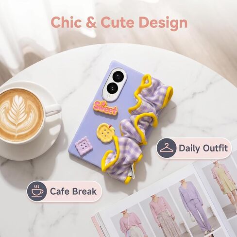 Case for Galaxy Z Fold 8 with Wristband, [Hinge Protection] [Tempered Glass Screen Protector] Shockproof Protective Purple Cute Case for Samsung Galaxy Z Fold 8 in Saudi Arabia