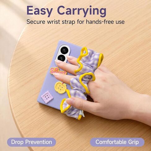 Case for Galaxy Z Fold 8 with Wristband, [Hinge Protection] [Tempered Glass Screen Protector] Shockproof Protective Purple Cute Case for Samsung Galaxy Z Fold 8 in Saudi Arabia