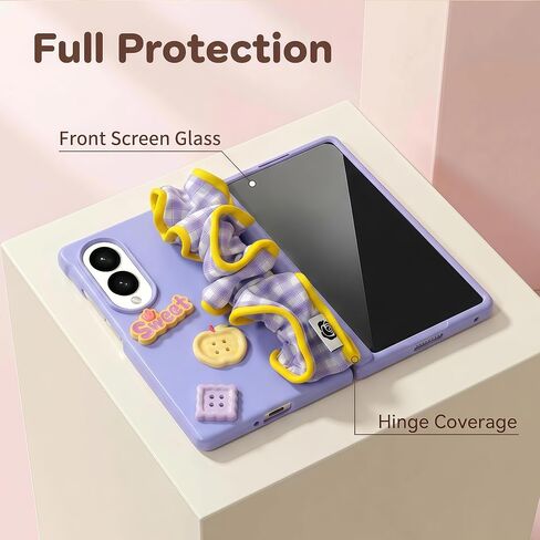 Case for Galaxy Z Fold 8 with Wristband, [Hinge Protection] [Tempered Glass Screen Protector] Shockproof Protective Purple Cute Case for Samsung Galaxy Z Fold 8 in Saudi Arabia