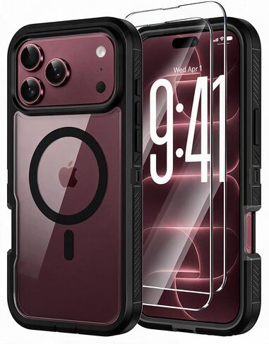 for iPhone 17/18 Pro Max Magnetic Case w/Screen Protector, Shockproof,Clear in Saudi Arabia