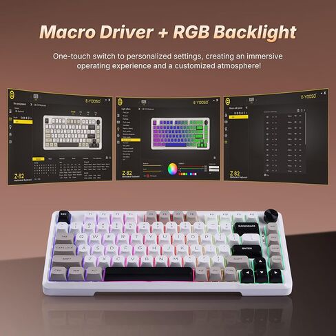 E-YOOSO Z-82 75% Tri-Mode Wireless Mech Keyboard, Hot-Swap Gasket RGB Knob in Kuwait