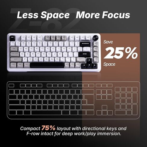 E-YOOSO Z-82 75% Tri-Mode Wireless Mech Keyboard, Hot-Swap Gasket RGB Knob in Kuwait