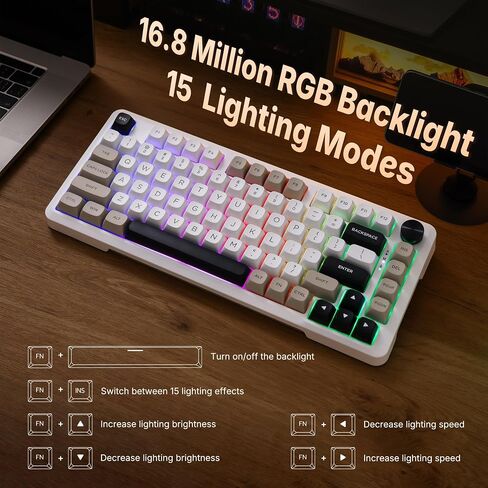 E-YOOSO Z-82 75% Tri-Mode Wireless Mech Keyboard, Hot-Swap Gasket RGB Knob in Kuwait