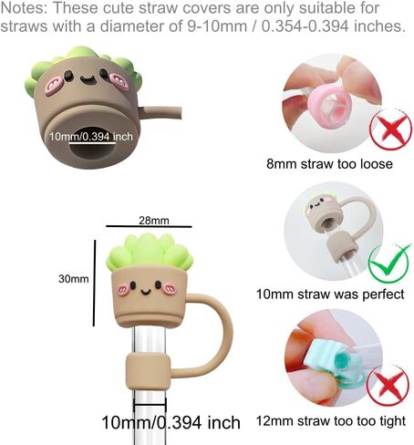 10mm Succulent Potted Plant Shape Straw Covers for Tumblers in Kuwait