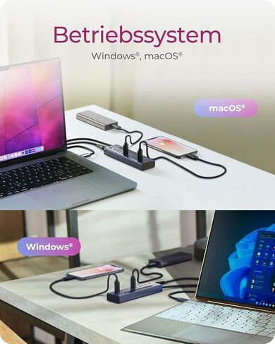 ICY Box 10-Port USB-C Hub, 9x USB 3.2 Gen 2 (10 Gbps), 1x USB-C Power Delivery 20 W, Aluminium Housing, 60 cm Cable, Includes Power Adapter, IB-HUB1450-C31 in Saudi Arabia