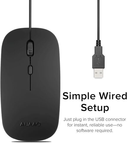 ماوس USB سلكي بأربعة أزرار بتصميم نحيف، نقطة لكل بوصة مزدوجة وراحة بسيطة، التوصيل والتشغيل لأجهزة الكمبيوتر المحمول Mac Windows PC - أسود in Kuwait