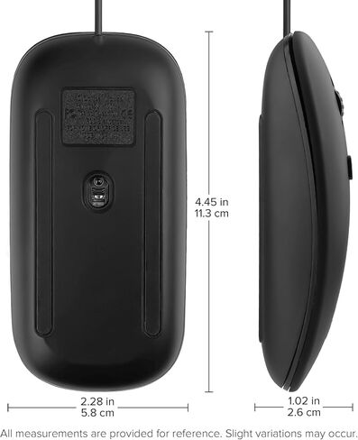 ماوس USB سلكي بأربعة أزرار بتصميم نحيف، نقطة لكل بوصة مزدوجة وراحة بسيطة، التوصيل والتشغيل لأجهزة الكمبيوتر المحمول Mac Windows PC - أسود in Kuwait