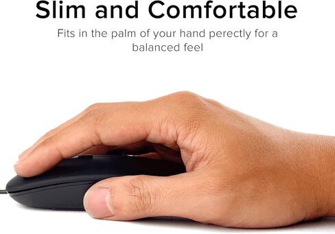 ماوس USB سلكي بأربعة أزرار بتصميم نحيف، نقطة لكل بوصة مزدوجة وراحة بسيطة، التوصيل والتشغيل لأجهزة الكمبيوتر المحمول Mac Windows PC - أسود in Kuwait