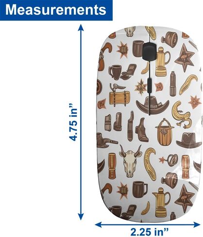 Alesya Western Cowboy Theme Pattern, USB Optical Wireless Mouse, Ergonomic Slim Desktop Laptop Mice for Kids in Kuwait