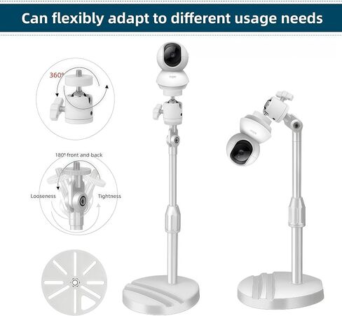 White No Drill Desktop Security Camera Mount -Telescoping Mounting with Phone Holder Base for Surveillance IP Camera,Arlo, Arlo Pro, Arlo Pro 2, Wyze, Live Streaming Devices,1/4 screw in Saudi Arabia