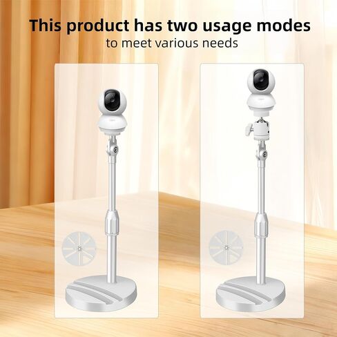 White No Drill Desktop Security Camera Mount -Telescoping Mounting with Phone Holder Base for Surveillance IP Camera,Arlo, Arlo Pro, Arlo Pro 2, Wyze, Live Streaming Devices,1/4 screw in Saudi Arabia