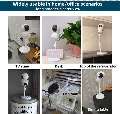 White No Drill Desktop Security Camera Mount -Telescoping Mounting with Phone Holder Base for Surveillance IP Camera,Arlo, Arlo Pro, Arlo Pro 2, Wyze, Live Streaming Devices,1/4 screw in Saudi Arabia