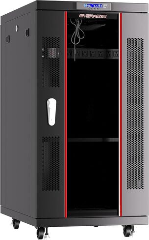 18U39in Depth Floor Standing Server Rack Cabinet(24" w x39 d x36 h)(600x1000x900mm.) Glass Door (Temperature Control Panel, 4 Fans,1 Shelf, 1PDU)-Free!!! in Saudi Arabia