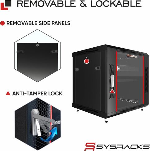 Sysracks 9U Wall Mount Server Rack, 24" Deep, Glass Door, 19-Inch in Saudi Arabia