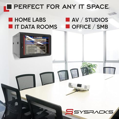 Sysracks 9U Wall Mount Server Rack, 24" Deep, Glass Door, 19-Inch in Saudi Arabia