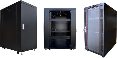 SYSRACKS 27U 32"(800mm) Deep IT Free Standing Server Rack Cabinet Enclosure.Fits Most 19" Equipment. Bonus Free!!! Temperature Control System, Casters, LCD-Screen, PDU and Other Accessories Included! in Saudi Arabia