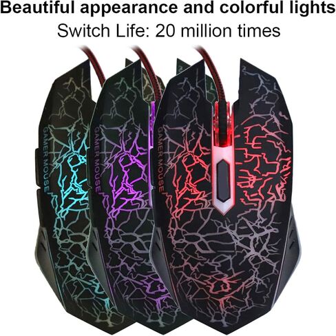 Mice Gamer Wired, Mice Gamier Wired 6 Buttons Ergonomic LED USB Gamer Mice for Computer Laptop Desktop PC in Saudi Arabia