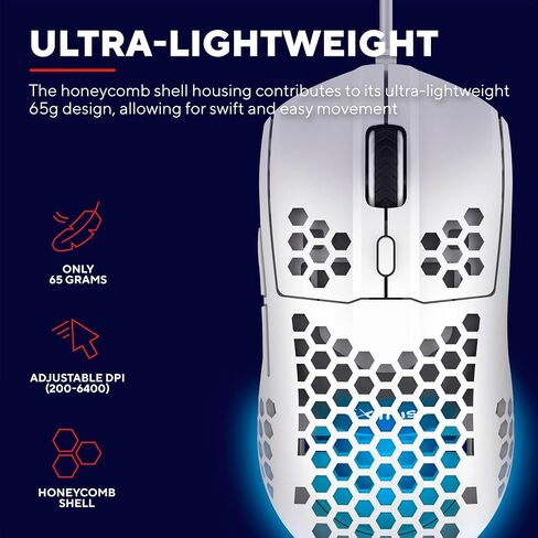 GXTrust Helox USB White Gaming Mouse Superlight 65g in Saudi Arabia