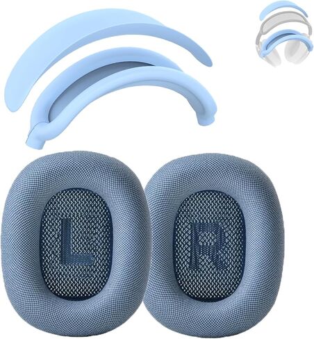 Ear Cushion Compatible with AirPods Max, 2-in-1 Silicone Headband Cushion+Headband Cover, Upgraded and Enhanced Magnetic Attachment, Protein Leather Earpads&Headband Cover for AirPods Max 2 Kit-Sliver in Kuwait
