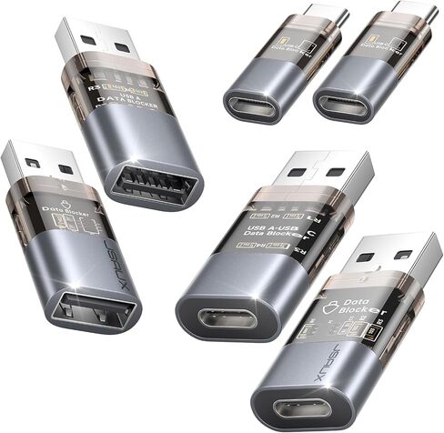 JSAUX USB Data Blocker & USB C Data Block، للشحن فقط، رمادي، 6 عبوات in Kuwait