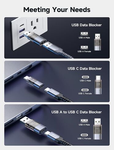 JSAUX USB Data Blocker & USB C Data Block، للشحن فقط، رمادي، 6 عبوات in Kuwait