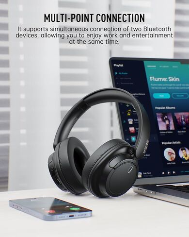 EKSA Wireless Headphones Over Ear, Bluetooth Headphones with Microphone, Hi-Res Audio, 90H Playtime, 6 EQ Modes, Lightweight, Foldable, Bluetooth Headset for PC/Cellphone/Home/Travel/Office Black in Saudi Arabia